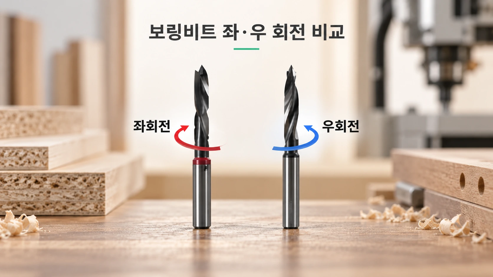 보링비트 좌회전 우회전 비교